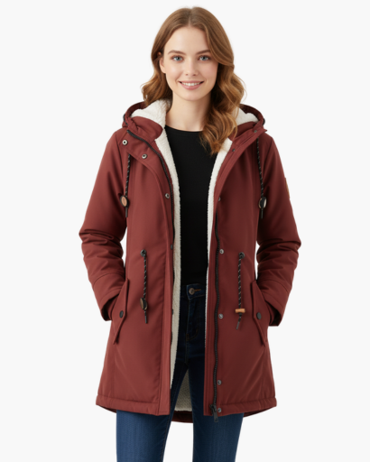 Manteau d’Hiver Femme – Avec Capuche – Doublure Chaude en Fleece – Poches Pratiques