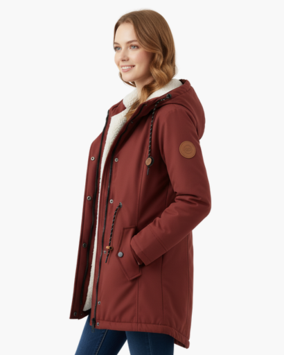 Manteau d’Hiver Femme – Avec Capuche – Doublure Chaude en Fleece – Poches Pratiques
