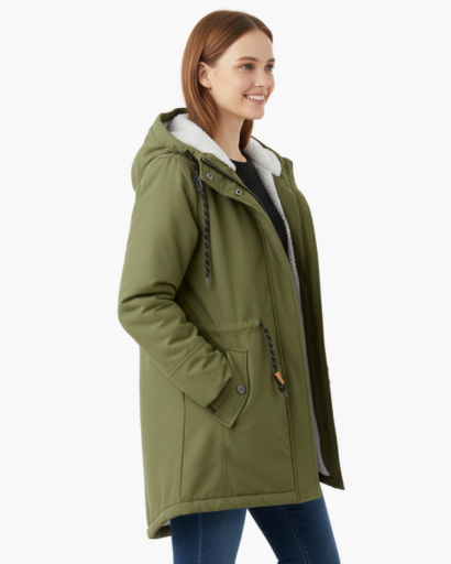Manteau d’Hiver Femme – Avec Capuche – Doublure Chaude en Fleece – Poches Pratiques