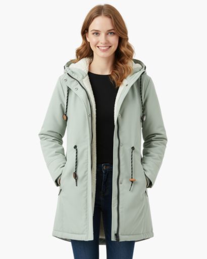 Manteau d’Hiver Femme – Avec Capuche – Doublure Chaude en Fleece – Poches Pratiques