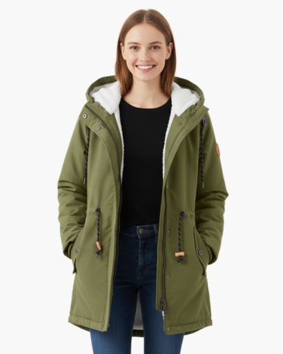 Manteau d’Hiver Femme – Avec Capuche – Doublure Chaude en Fleece – Poches Pratiques