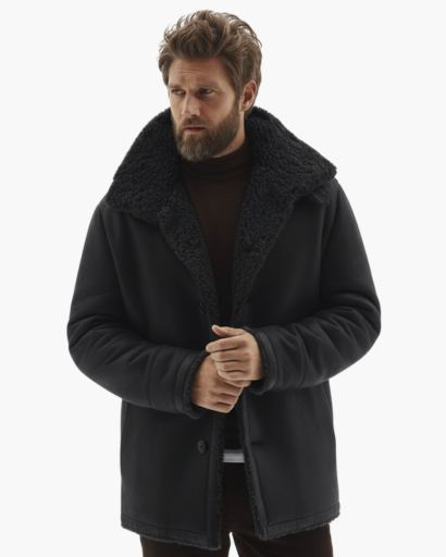 Manteau d’hiver chaud pour homme – Doublure en fausse laine de mouton | Élégance et confort