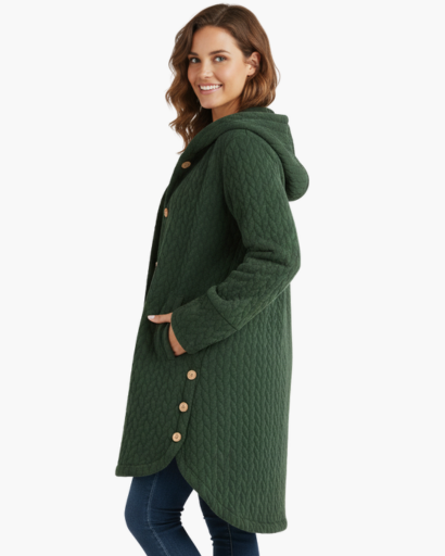 Manteau d’Hiver Long à Capuche pour Femme – Chaud, Élégant & Confortable