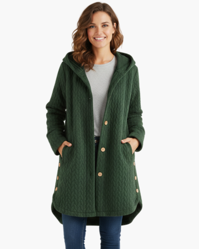 Manteau d’Hiver Long à Capuche pour Femme – Chaud, Élégant & Confortable