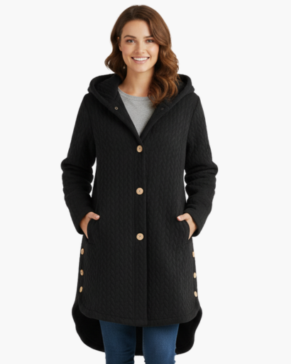 Manteau d’Hiver Long à Capuche pour Femme – Chaud, Élégant & Confortable