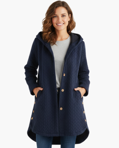 Manteau d’Hiver Long à Capuche pour Femme – Chaud, Élégant & Confortable