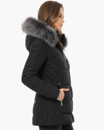 Doudoune Longue Femme avec Capuche en Fausse Fourrure – Élégance et Chaleur d’Hiver