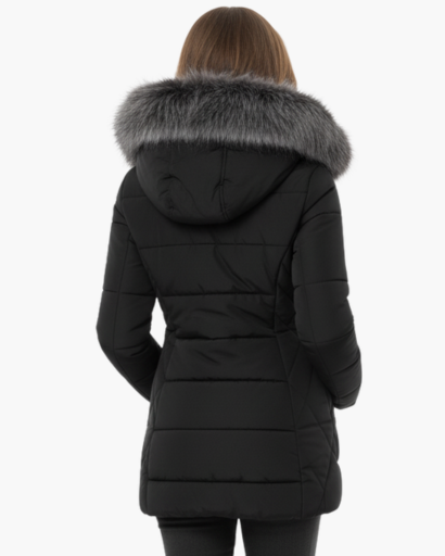 Doudoune Longue Femme avec Capuche en Fausse Fourrure – Élégance et Chaleur d’Hiver