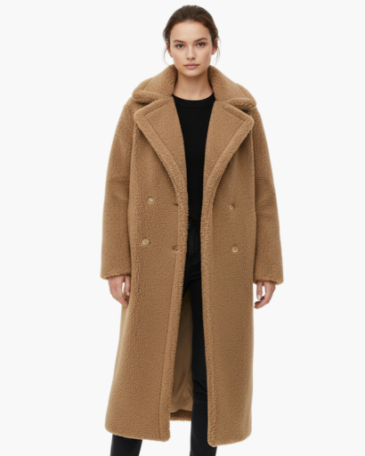 Manteau Long en Fausse Fourrure – Élégance Douce & Chaleur Hivernale