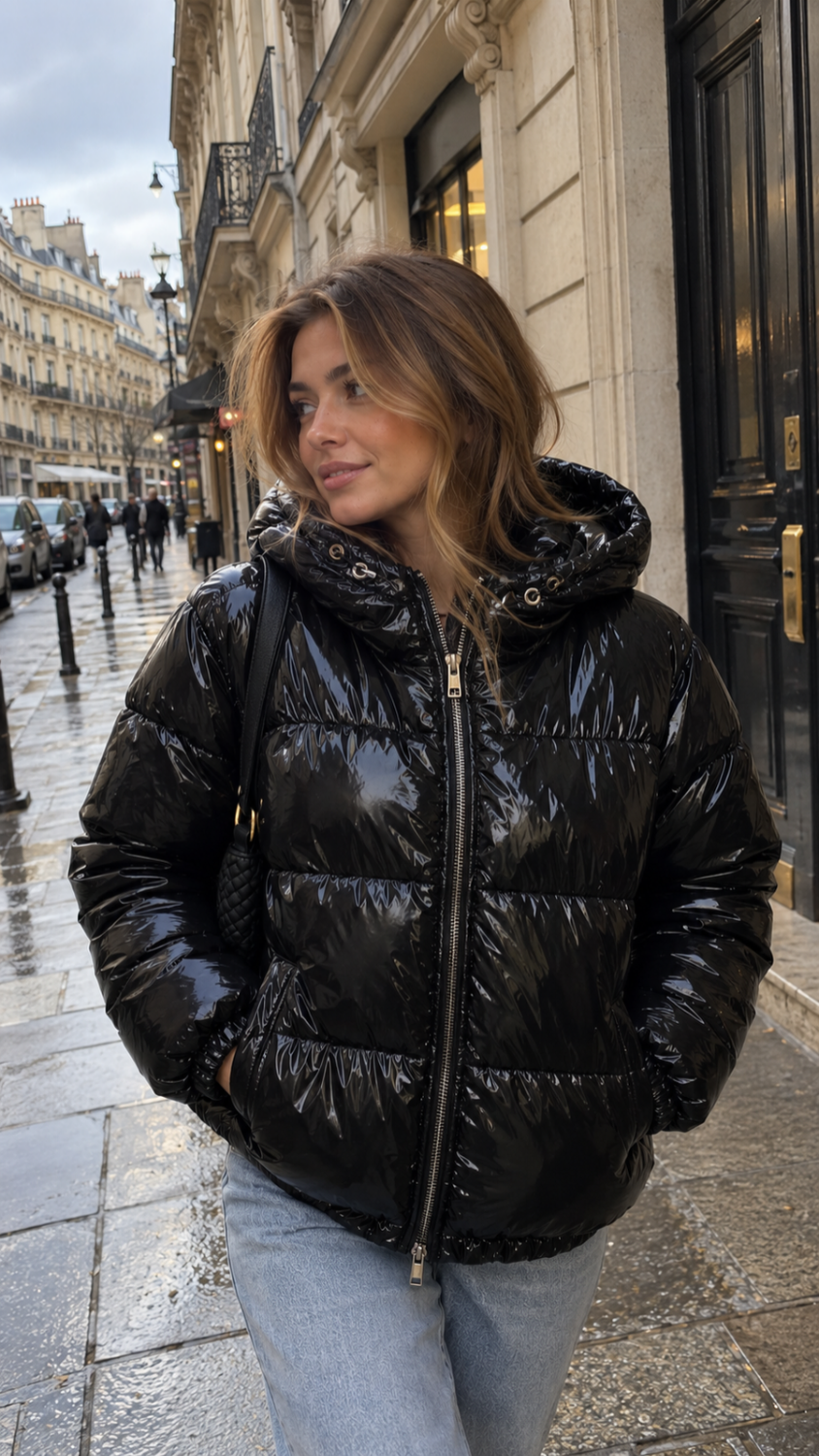 Doudoune Brillante Femme – Coupe Ajustée, Chaude & Ultra-Légère