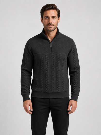 Pull torsadé homme beige, vue de côté