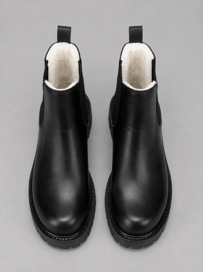 Paire de bottines Chelsea chunky homme vue de dessus, languettes arrière visibles