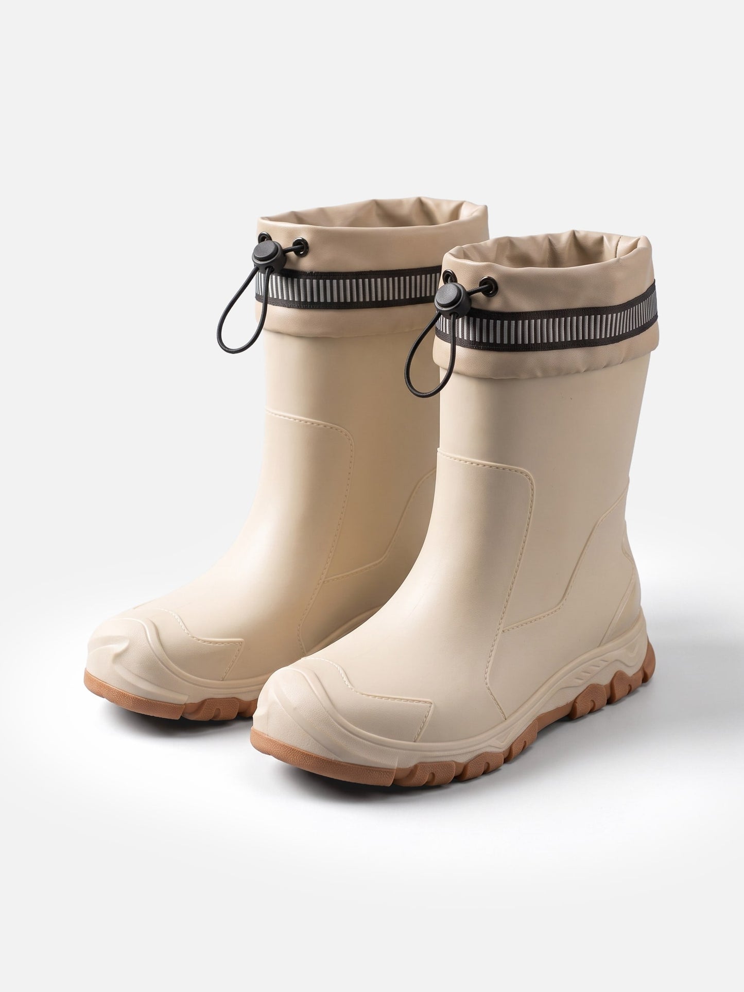 Bottes de pluie femme Wellington beiges, vue de profil