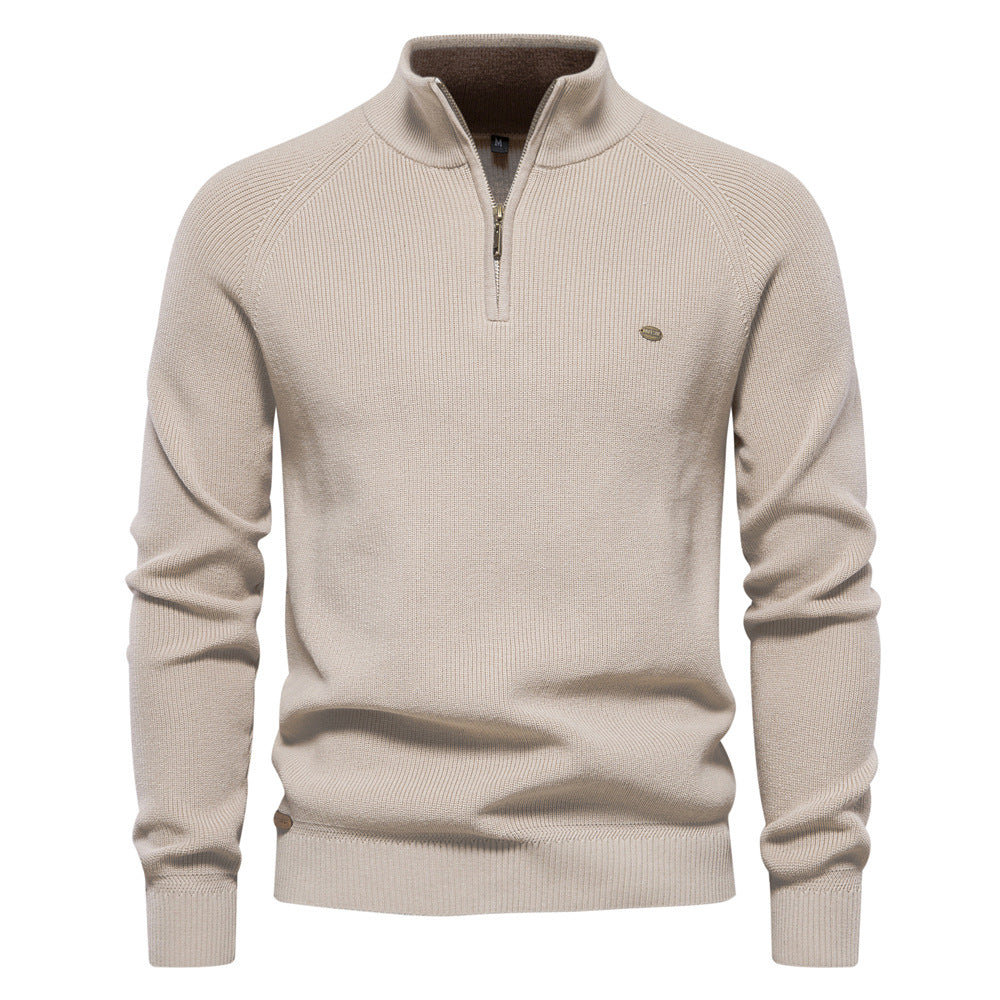 Pull automnal de luxe beige, vue de face