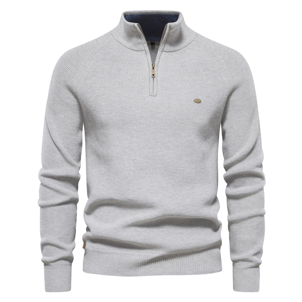 Pull automnal de luxe gris, vue de face