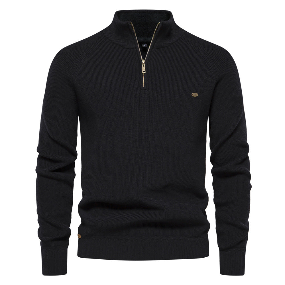 Pull automnal de luxe noir, vue de face