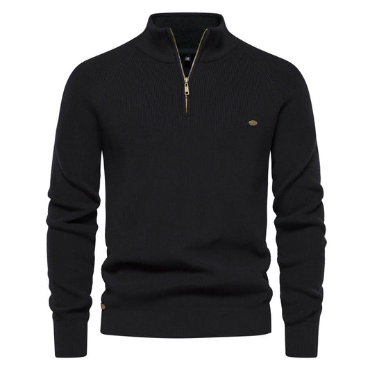 Pull automnal de luxe noir, vue de face