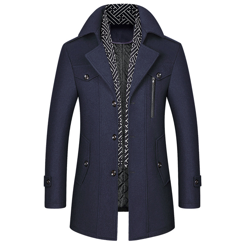 manteau homme laine bleu