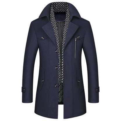manteau homme laine bleu