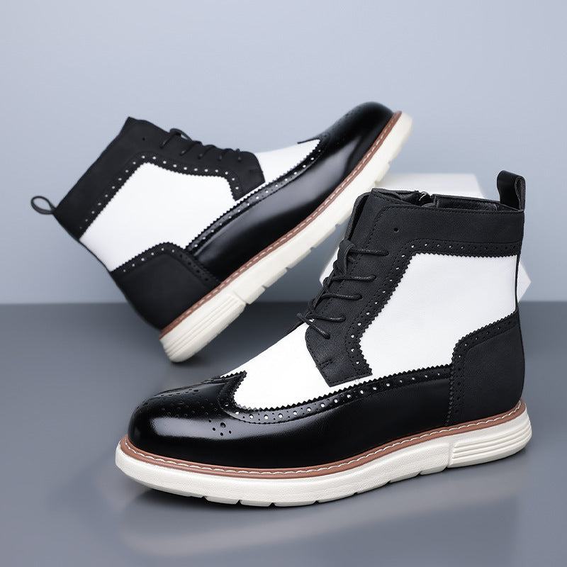 Bottines hybrides brogue noir et blanc, vue de face