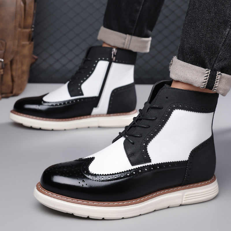 Bottines hybrides brogue noir et blanc, détail semelle