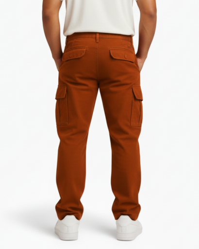 Pantalon cargo homme en coton mélangé avec poches latérales
