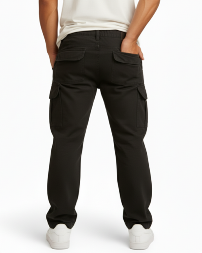 Pantalon cargo homme en coton mélangé avec poches latérales