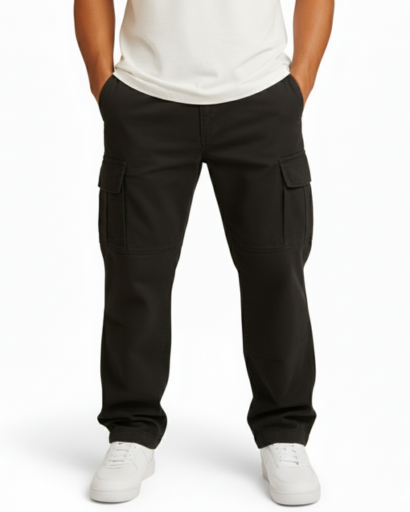 Pantalon cargo homme en coton mélangé avec poches latérales