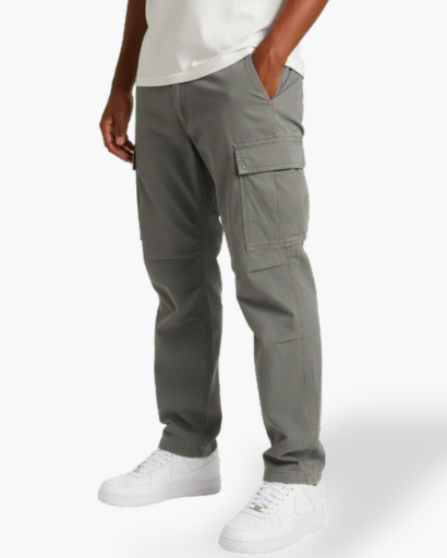 Pantalon cargo homme en coton mélangé avec poches latérales