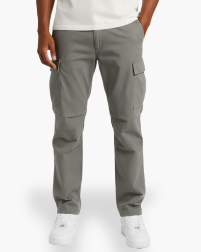 Pantalon cargo homme en coton mélangé avec poches latérales
