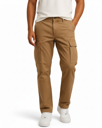 Pantalon cargo homme en coton mélangé avec poches latérales
