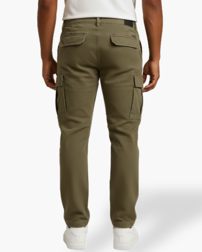 Pantalon cargo homme en coton mélangé avec poches latérales