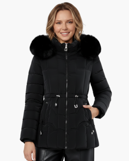 Parka Femme – Coupe Cintrée – Matelassée – Avec Capuche et Fausse Fourrure