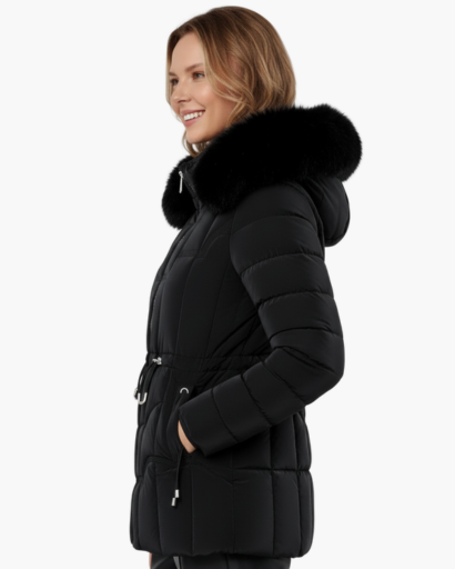 Parka Femme – Coupe Cintrée – Matelassée – Avec Capuche et Fausse Fourrure