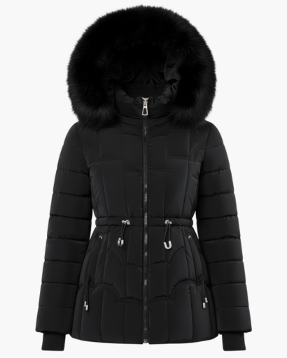 Parka Femme – Coupe Cintrée – Matelassée – Avec Capuche et Fausse Fourrure