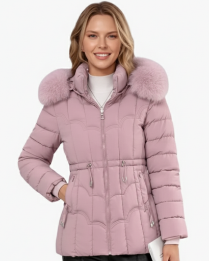 Parka Femme – Coupe Cintrée – Matelassée – Avec Capuche et Fausse Fourrure