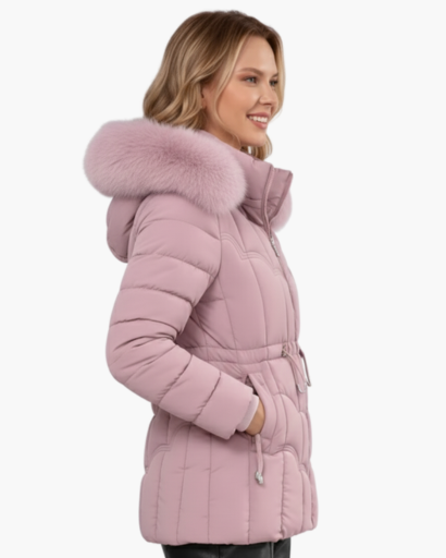 Parka Femme – Coupe Cintrée – Matelassée – Avec Capuche et Fausse Fourrure