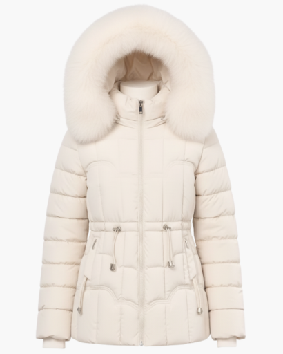 Parka Femme – Coupe Cintrée – Matelassée – Avec Capuche et Fausse Fourrure