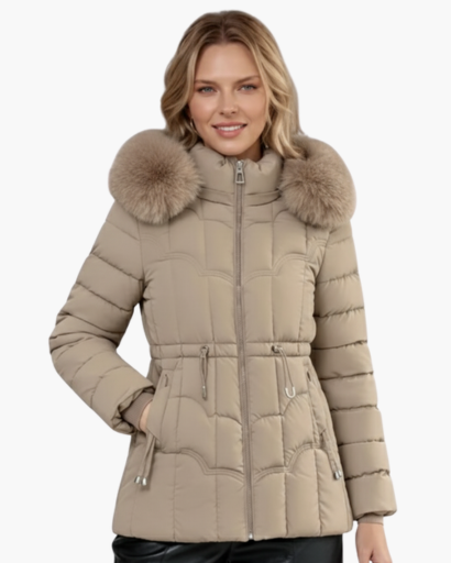 Parka Femme – Coupe Cintrée – Matelassée – Avec Capuche et Fausse Fourrure