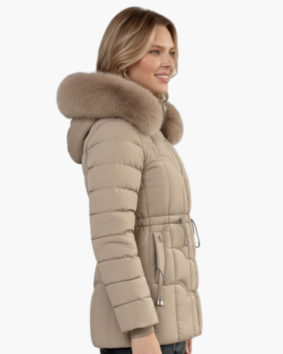 Parka Femme – Coupe Cintrée – Matelassée – Avec Capuche et Fausse Fourrure