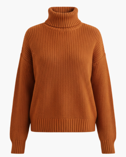 Pull Femme à Col Roulé – Maille Épaisse Structurée | Style Décontracté & Tendance