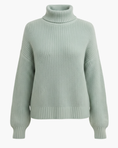 Pull Femme à Col Roulé – Maille Épaisse Structurée | Style Décontracté & Tendance