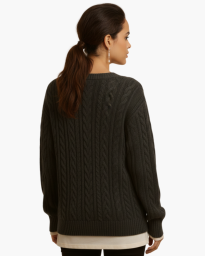 Pull Femme en Maille Torsadée à Coupe Décontractée