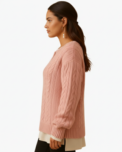 Pull Femme en Maille Torsadée à Coupe Décontractée