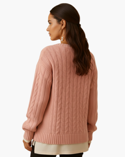 Pull Femme en Maille Torsadée à Coupe Décontractée