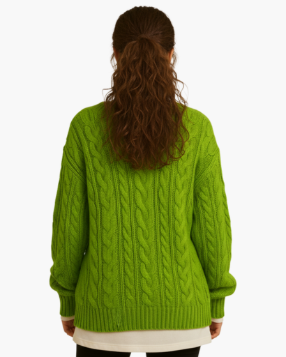 Pull femme maille torsadée – détail motif torsadé