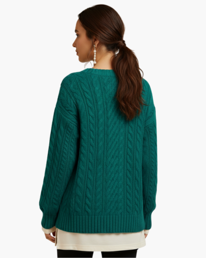 Pull Femme en Maille Torsadée à Coupe Décontractée
