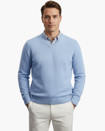 Pull à Col V pour Homme | Élégance Classique et Confort Quotidien