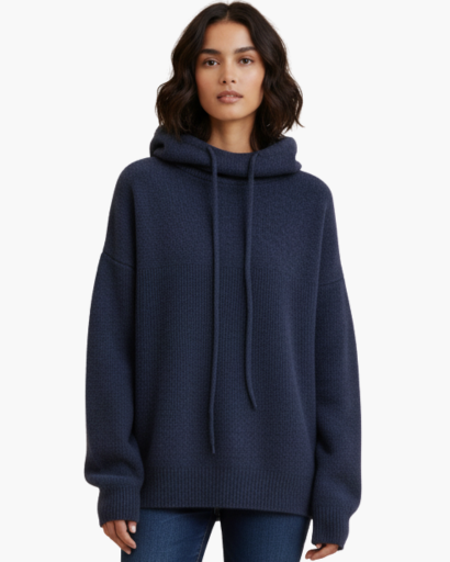 Pull à capuche pour femme en maille douce – Col montant confortable