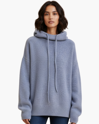 Pull à capuche pour femme en maille douce – Col montant confortable